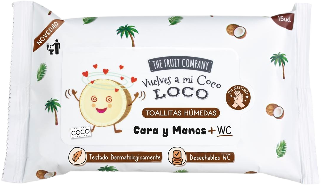 Toallitas Húmedas para Cara y Manos Desechables Coco - The Fruit Company