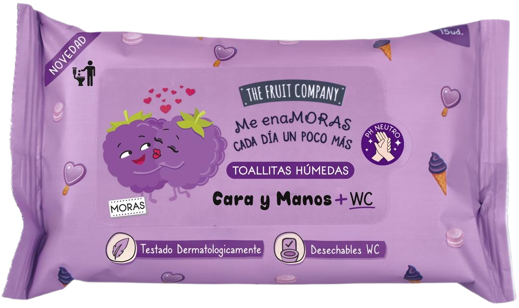 Toallitas Húmedas para Cara y Manos Desechables Moras - The Fruit Company