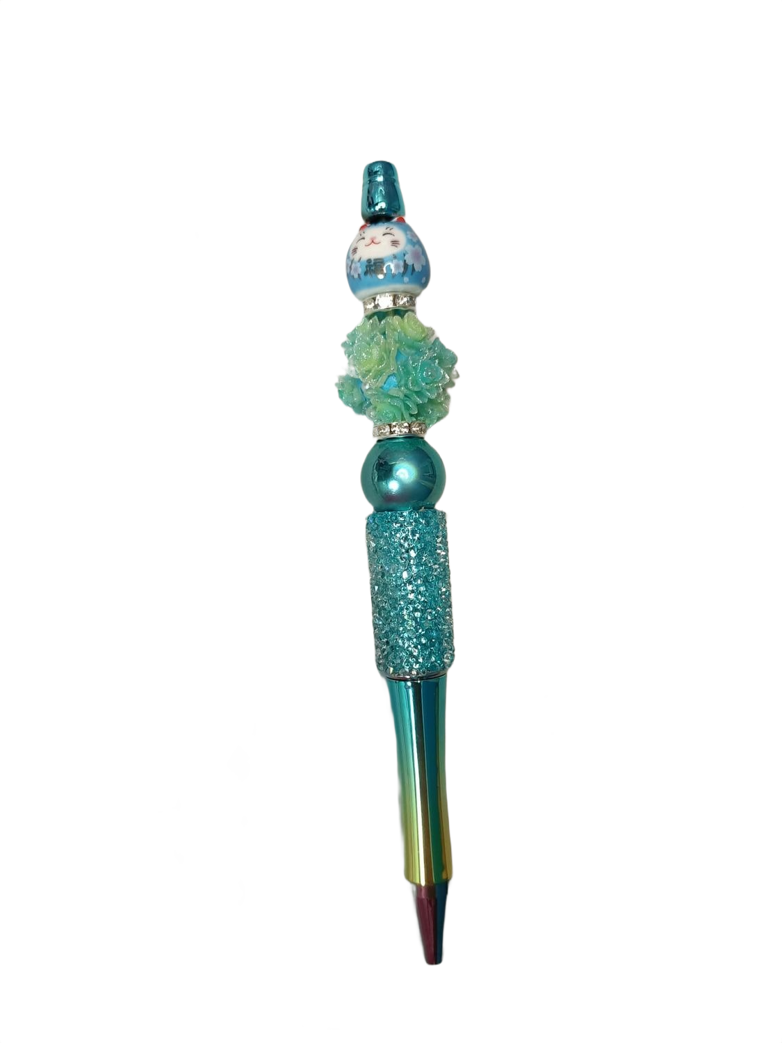 Bolígrafo gato de la suerte azul