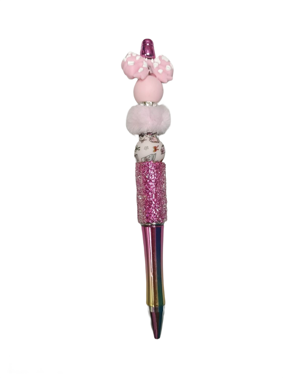 Bolígrafo kawaii lazo rosa y amarillo