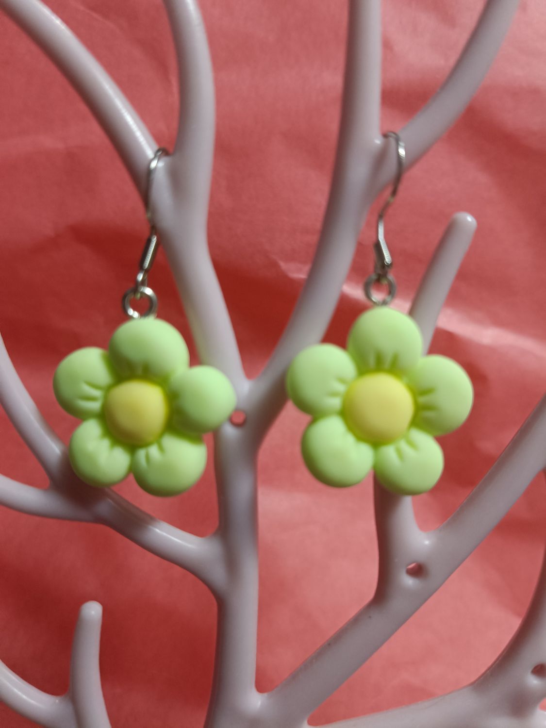 Pendientes flor verde