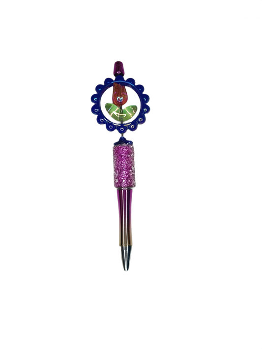 Bolígrafo rosa de cristal