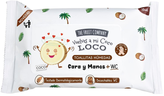 Toallitas Húmedas para Cara y Manos Desechables Coco - The Fruit Company