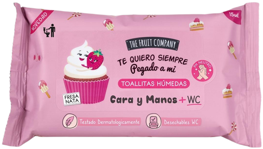 Toallitas Húmedas para Cara y Manos Desechables Fresa Nata - The Fruit Company