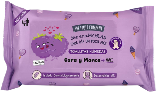 Toallitas Húmedas para Cara y Manos Desechables Moras - The Fruit Company