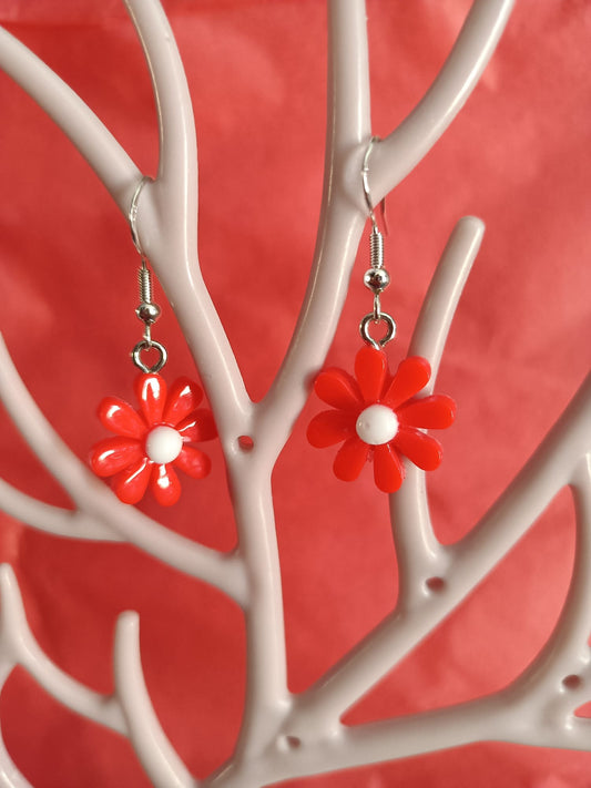 Pendientes de flor roja