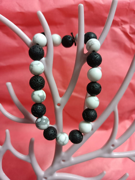Pulsera de howlita y lava