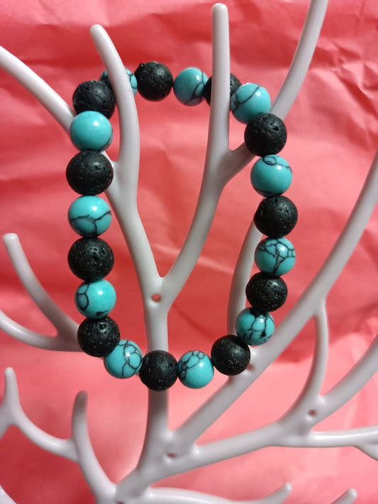 Pulsera de turquesa y lava