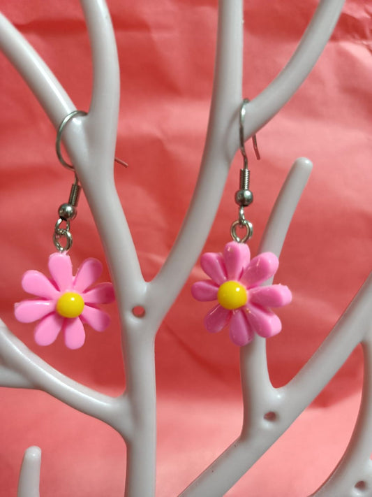 Pendientes de flor rosa