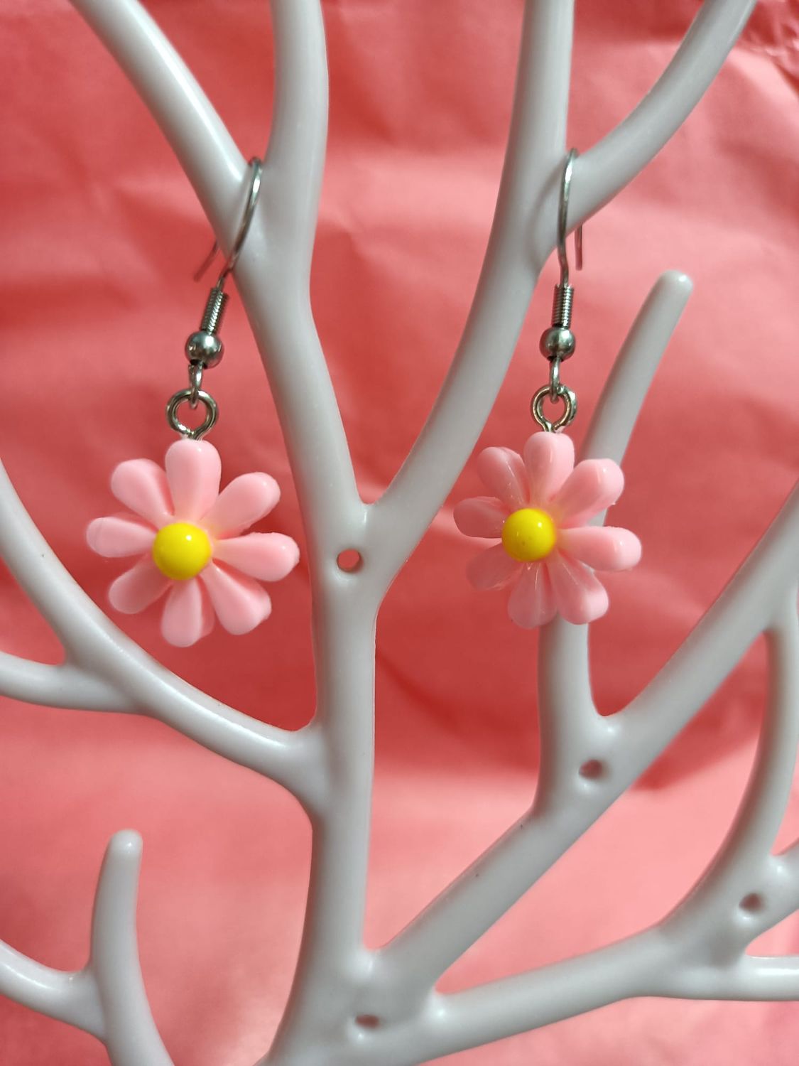 Pendientes de flor rosa claro