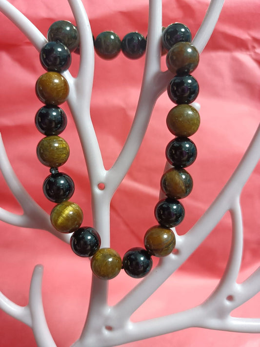 Pulsera de obsidiana y ojo de tigre