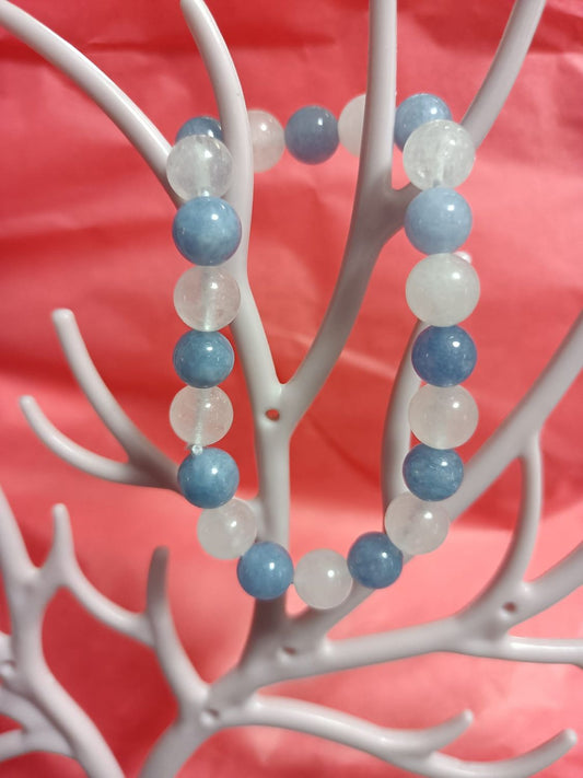 Pulsera de aguamarina y selenita