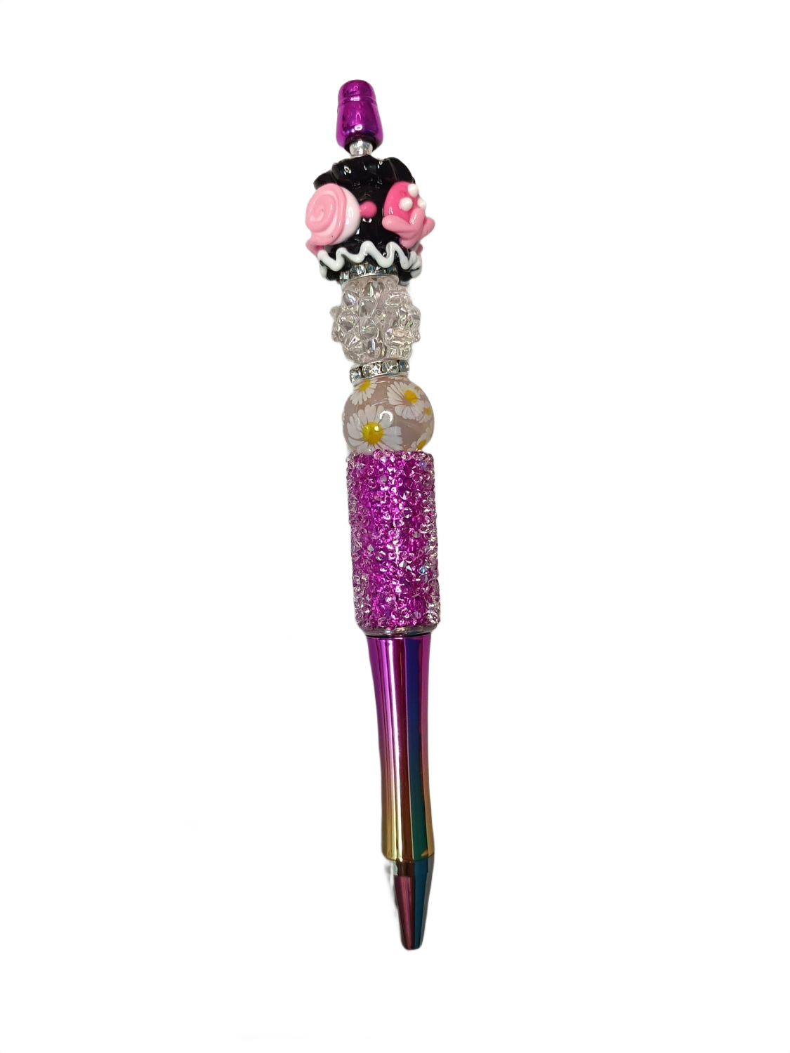 Bolígrafo kawaii rosa fucsia y amarillo