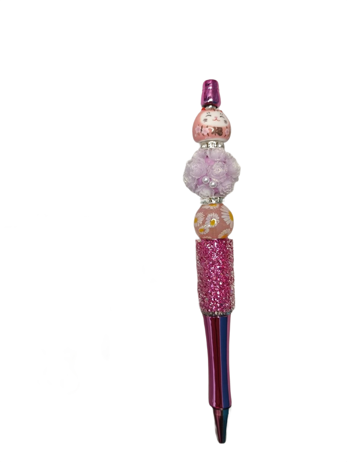 Bolígrafo gato de la suerte rosa