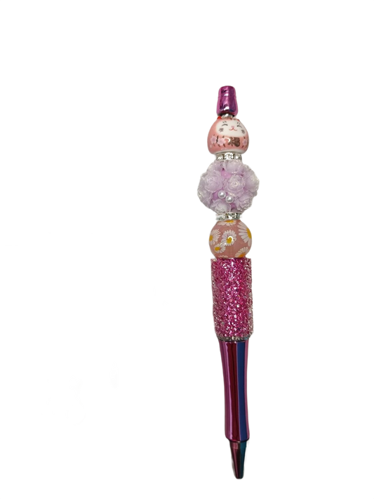 Bolígrafo gato de la suerte rosa