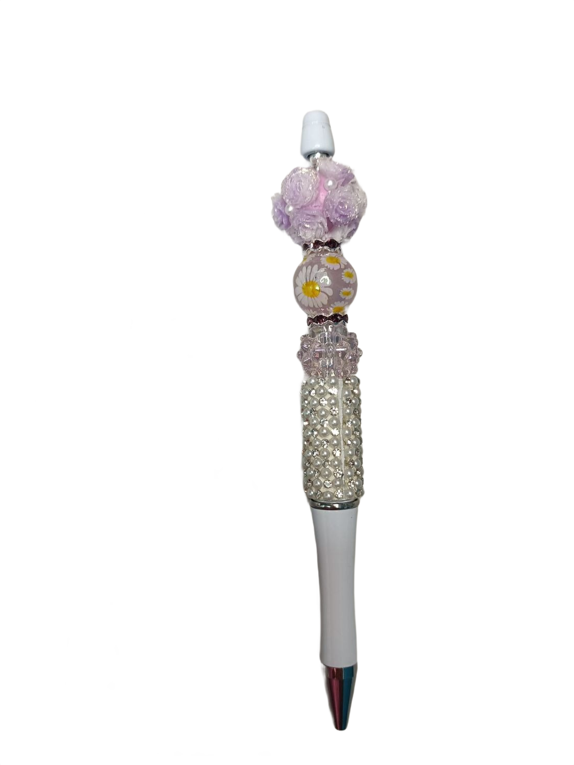 Bolígrafo kawaii blanco y lila