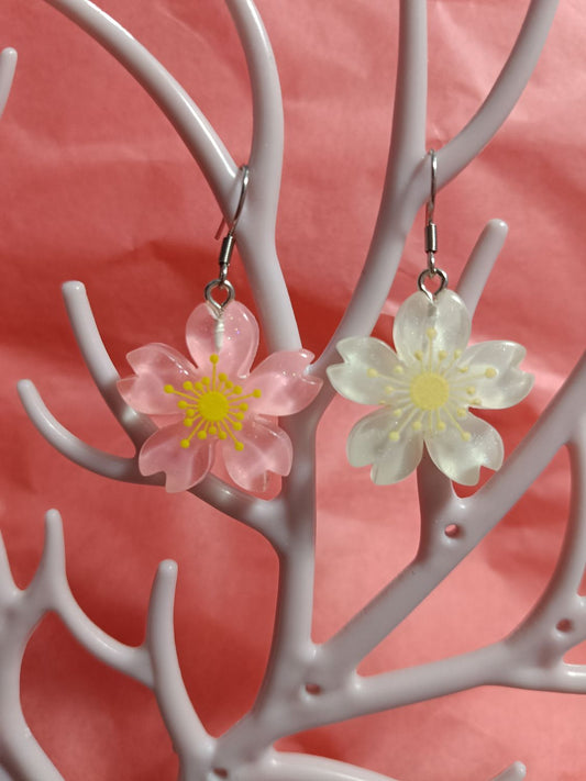 Pendientes Flor de sakura rosa y blanco