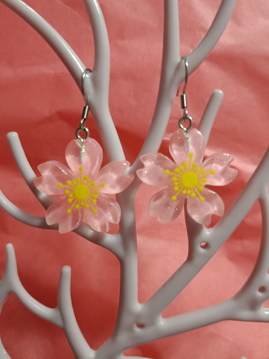 Pendientes Flor de sakura  rosa