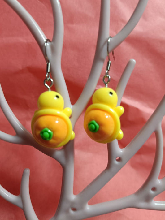 Pendientes tortuga naranja