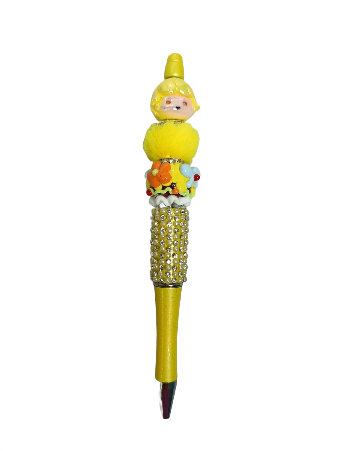 Bolígrafo amarilo pelo