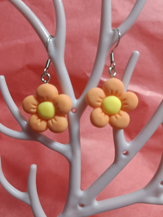 Pendientes flor naranja