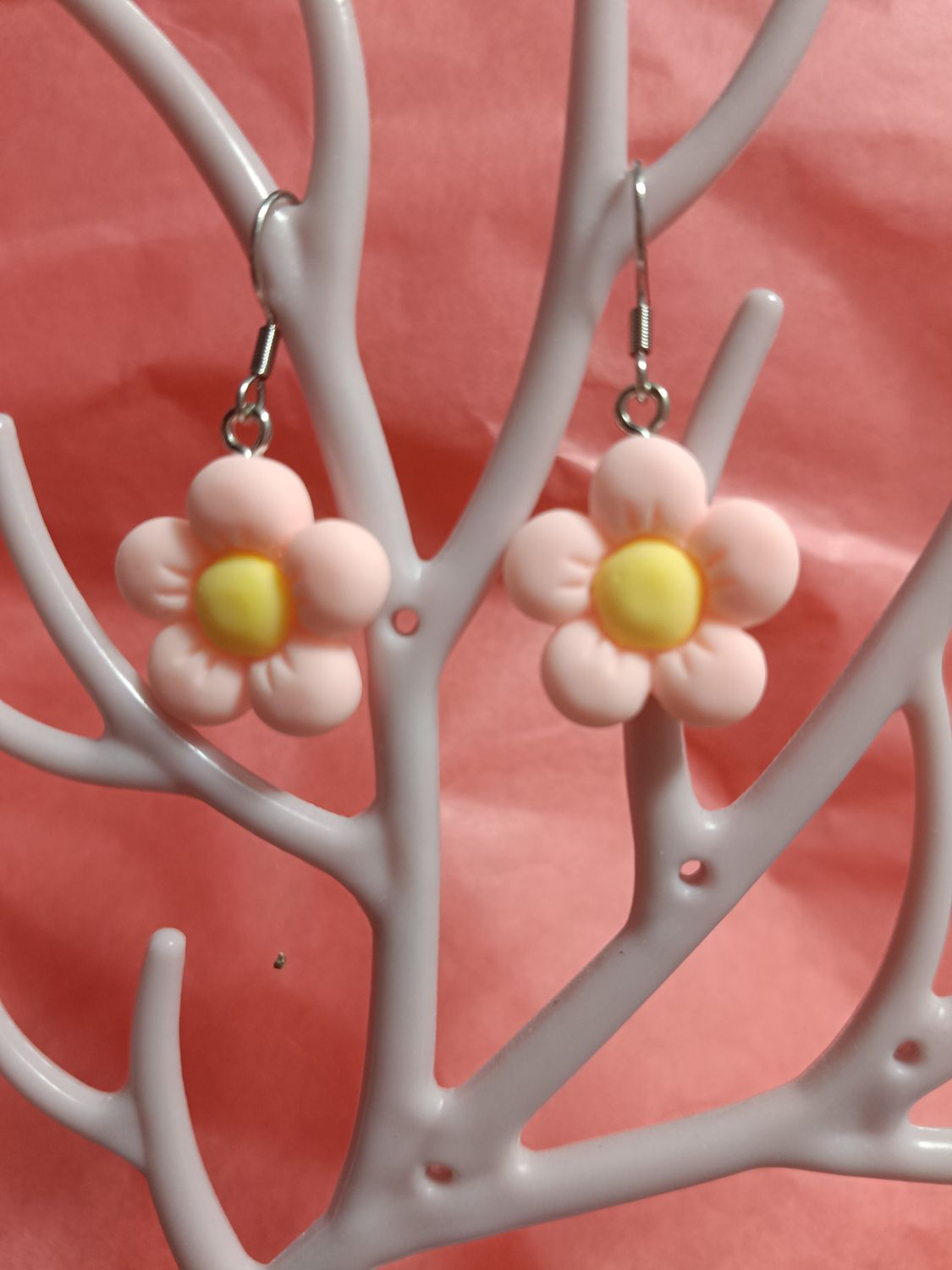 Pendientes flor rosa
