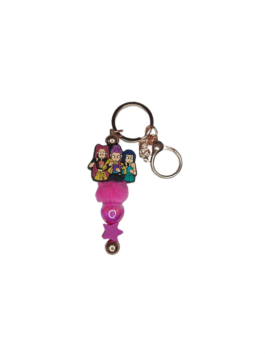 Llavero cazadoras comiendo rosa